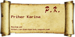 Priher Karina névjegykártya